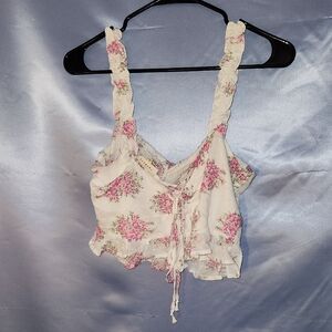 Baby Doll Cropped Floral Tank Blouse Sz L